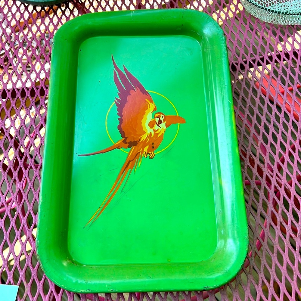 Vintage parrot 🦜 metal serving tray